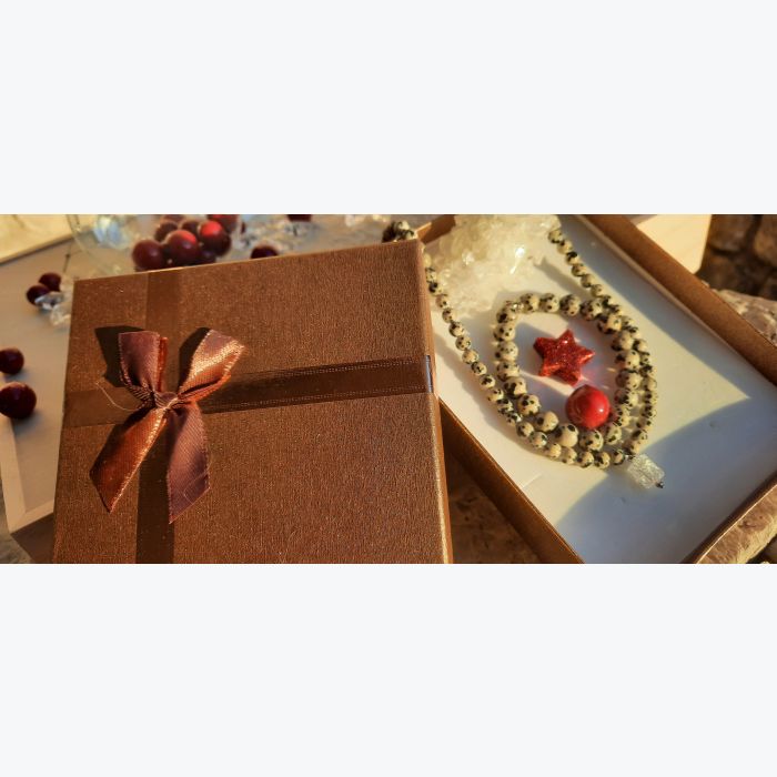 Collier en jaspe dalmatien et cristal de roche