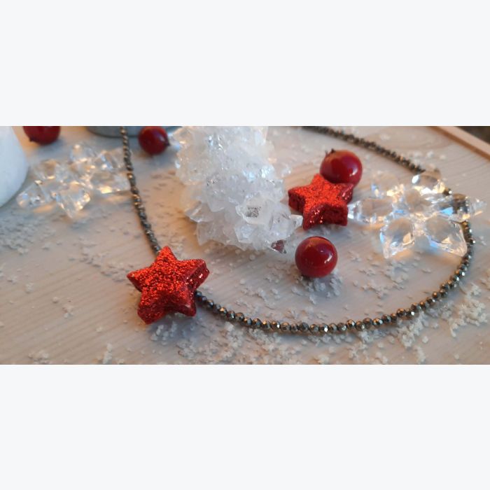 Collier en pierre naturelle de pyrite en argent