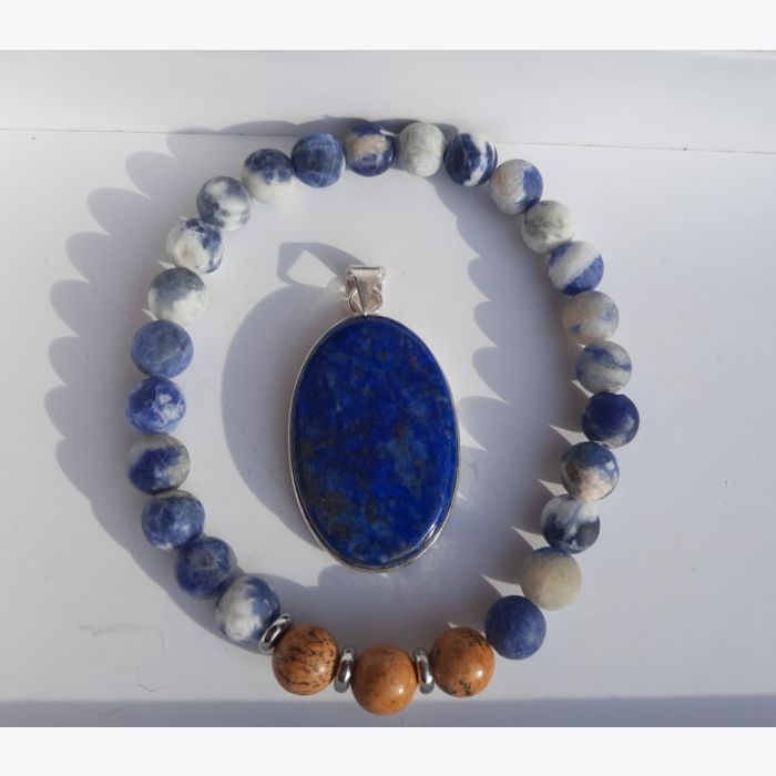 Bracelet jaspe paysage et sodalite
