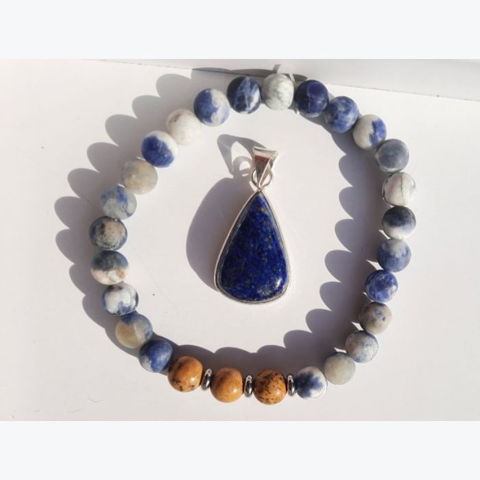 Bracelet jaspe paysage et sodalite