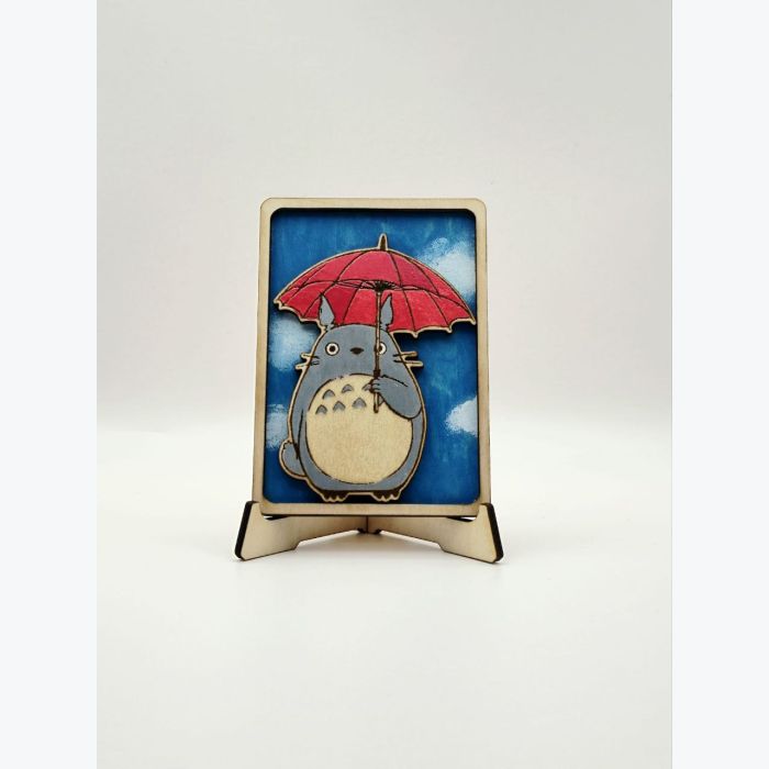 Mini tableau Totoro peint à la main sur bois – Décoration Studio Ghibli