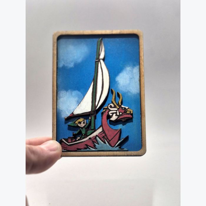 Mini Tableau Zelda Wind Waker en Bois – Décoration Geek Gaming