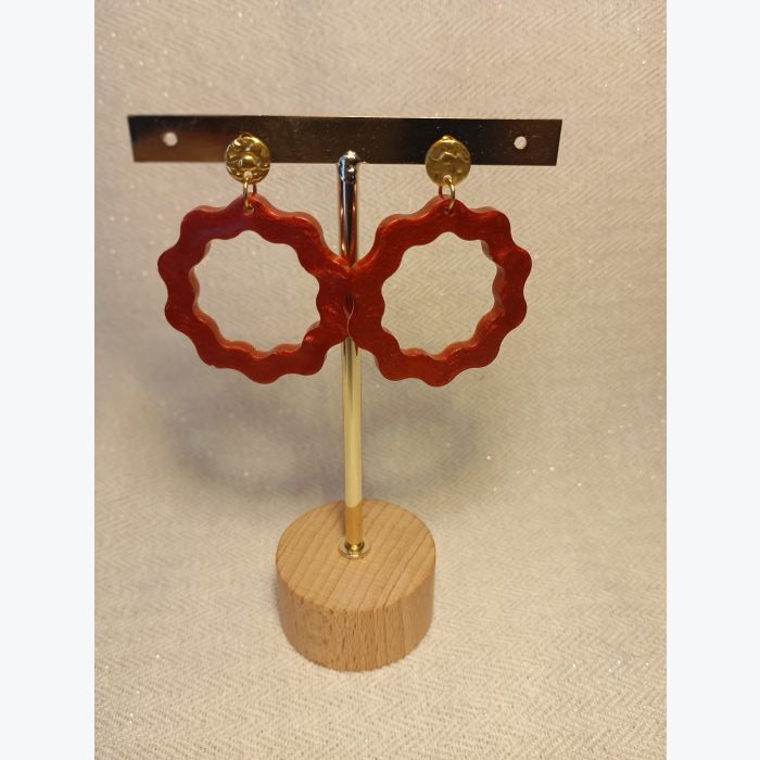 Boucle d'oreilles ondulée - bordeaux