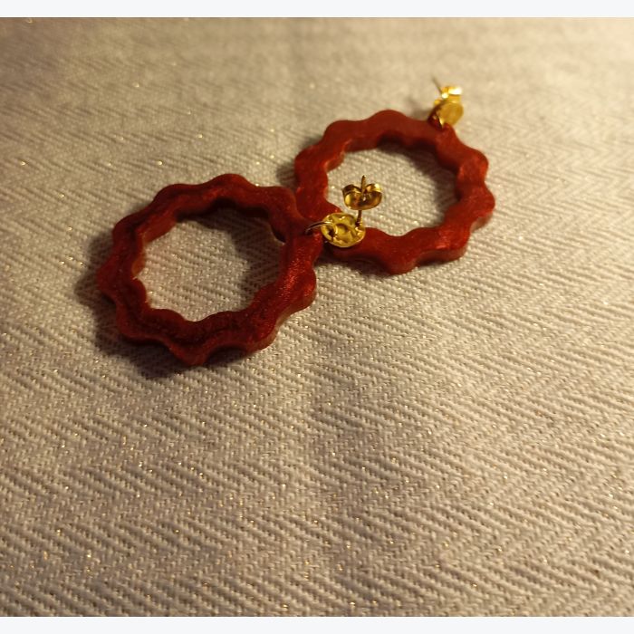 Boucle d'oreilles ondulée - bordeaux