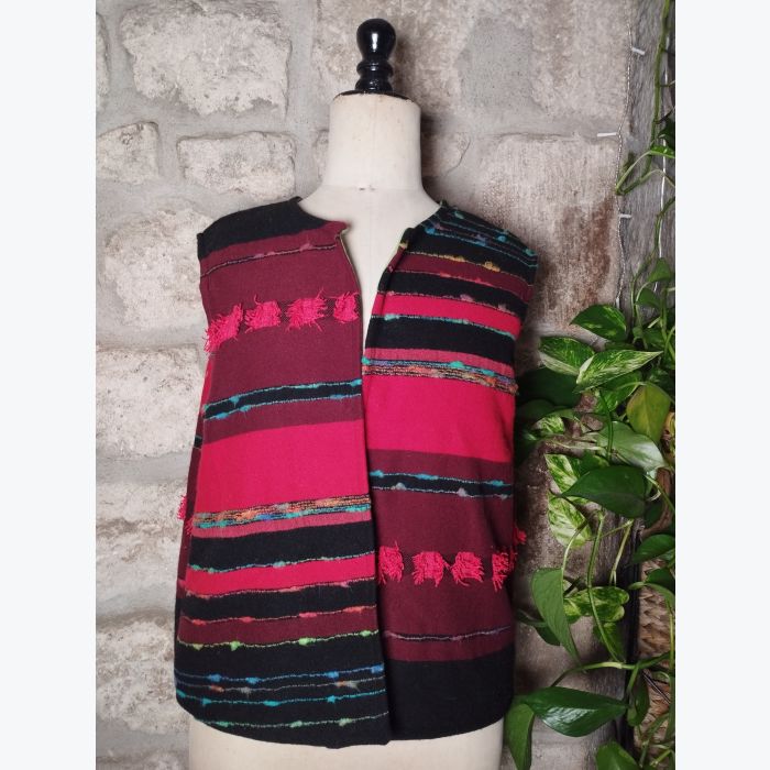 Veston sans manches, en laine et coton