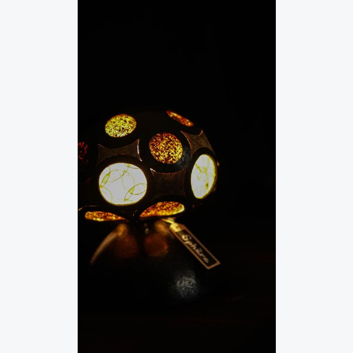 Sculpture Végétale Lumineuse à base de Calebasse "Sphère"