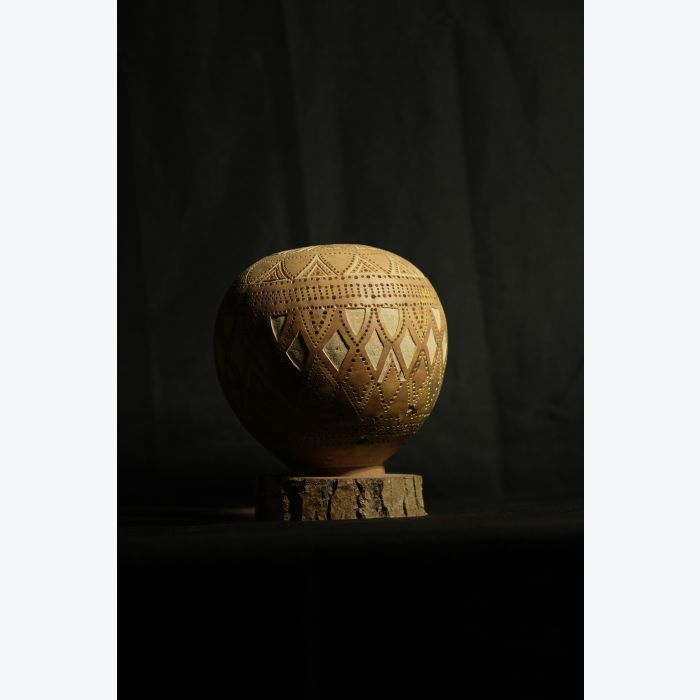 Sculpture Végétale Lumineuse à base de Calebasse "Big Fleur"