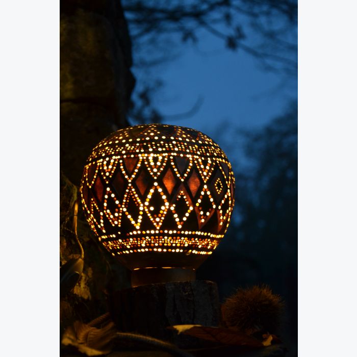 Sculpture Végétale Lumineuse à base de Calebasse "Big Fleur"