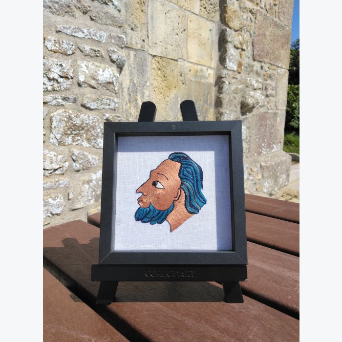 Broderie en soie et fil d'or : Judas - Le baiser
