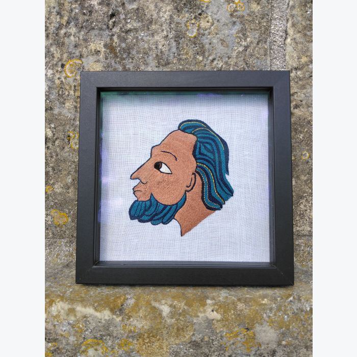 Broderie en soie et fil d'or : Judas - Le baiser