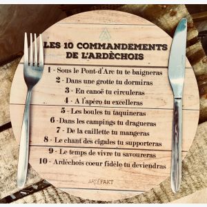 Planche apéro "LES 10 COMMANDEMENTS DE L'ARDÈCHOIS", Planche à découper