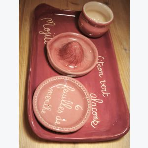 Plateau Mojito, 4 pièces, ton vieux rose