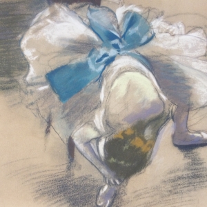 Estampe de danseuse relaçant son chausson de Edgar Degas