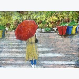 Menilmontant sous la pluie : tableau où s'entrecroisent peintures et photo
