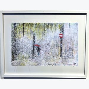 Lyon sous la pluie : tableau où s'entrecroisent peinture et photo