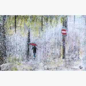 Lyon sous la pluie : tableau ou s'entrecroisent peinture et photo