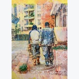Ouvriers de Ménilmontant : tableau ou s'entrecroisent peinture et photo