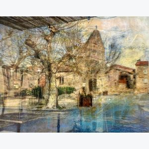 Le petit village d'Ailhon : tableau ou s'entrecroisent peinture et photo