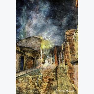 Rue Laurence Savart, la nuit, Ménilmontant : tableau ou s'entrecroisent peinture et photo