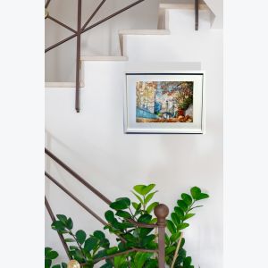 Ménilmontant, vers la passerelle : tableau où s'entrecroisent peinture et photo