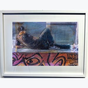 Lyon, sur les bord du Rhône : tableau où s'entrecroisent peinture et photo