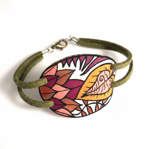 Bracelet dessiné sur polycarbonate motifs fleurs de sarong
