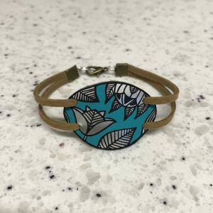 Bracelet dessiné sur polycarbonate motifs feuilles ou corail rouge