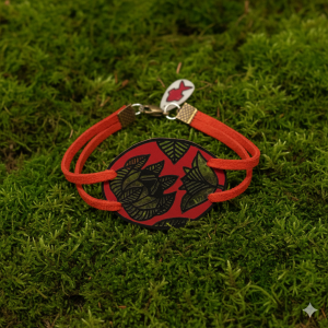 Bracelet dessiné sur polycarbonate motifs feuilles ou corail rouge