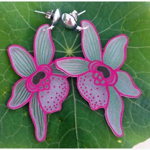 Boucles d'oreilles orchidées grand modèle
