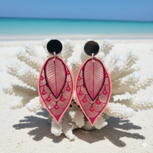 Boucles d'oreilles feuilles grand modèle motif écailles