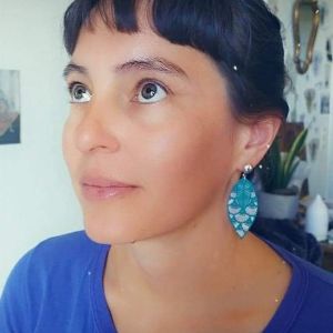 Boucles d'oreilles feuilles grand modèle motif écailles