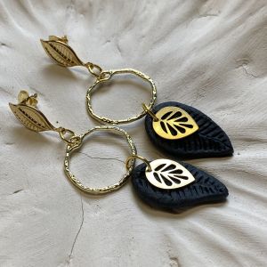 Boucles d’oreilles en porcelaine noires