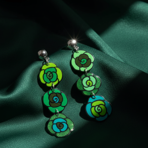 Boucles d'oreilles trois roses longues