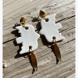 Boucles d’oreilles oiseaux en porcelaine blanche