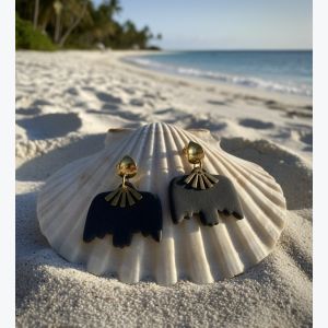 Boucles d’oreilles oiseaux en porcelaine noire