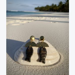 Boucles d’oreilles poissons en porcelaine noire