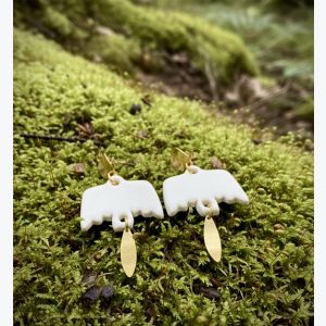 Boucles d’oreilles oiseaux en porcelaine blanche