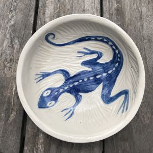 Lézard - Coupelle en grès céramique décorée à la main pièce unique