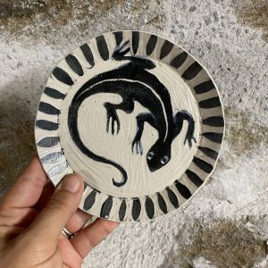 Lézard - Coupelle en grès céramique décorée à la main pièce unique