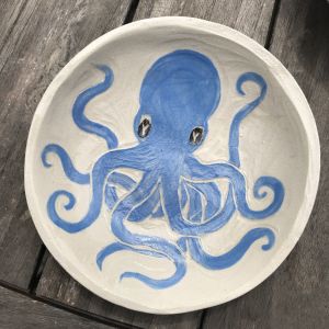 Pieuvre - Coupelle en grès céramique décorée à la main pièce unique