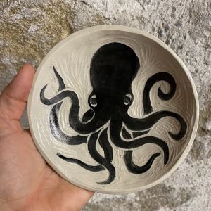 Coupelles en grès céramique décorée à la main pièce unique