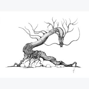 Reproduction d'art d'un dessin original d'un arbre dragon