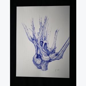 Rhino-Coeur. Reproduction d'art d'un dessin original effectué au stylo à bille