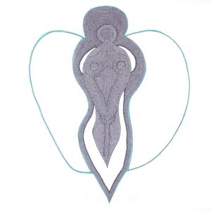 Femme ange chenille, dessin au stylo