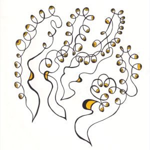 Yeux jaunes, dessin au stylo