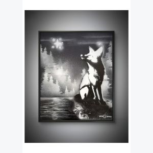 "Sous l’étoile immobile" - Tableau fait à l'aérosol - fait main - série noire et blanc