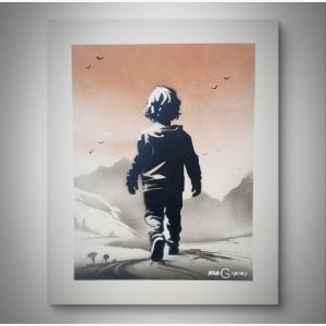 “Accroché mais affamé”- tableau à l'aérosol