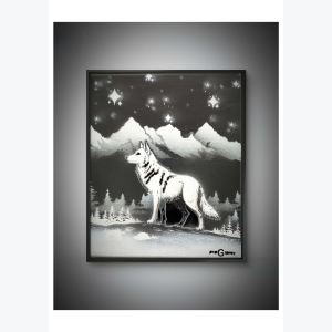 "Présence lumineuse"- tableau fait à l'aérosol - fait main - série noire et blanc