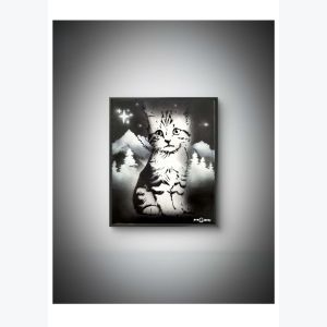 "Sous les étoiles naissantes" - Tableau fait à l'aérosol - fait main - série noire et blanc