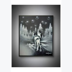 "Lumière des forêts" - Tableau fait à l'aérosol - fait main - série noire et blanc